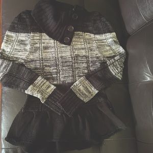 Dollhouse knitted sweater; Girl’s size 7-8; black/white/gray striped; never worn